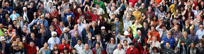 An image of a large group of SLAC employees