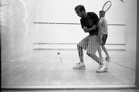 Students play squash at Arrillaga Fitness Center