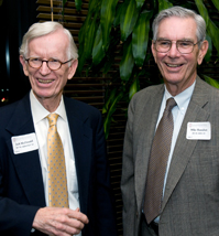 [photo - GSB Professor McDonald with Arbuckle Award Winner, Michael Shanahan, AB '60, MBA '65]