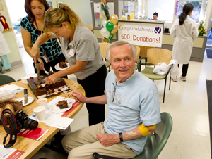 Mitch Mitchell celebrates 600th donation