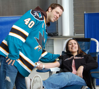 Sharks Kent Huskins with donor