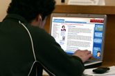 Student using a computer