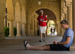 Student studying outside