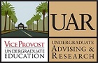 Image of the office of Undergraduate Advising and Research logo, featuring a graphic of the view looking down Palm Drive