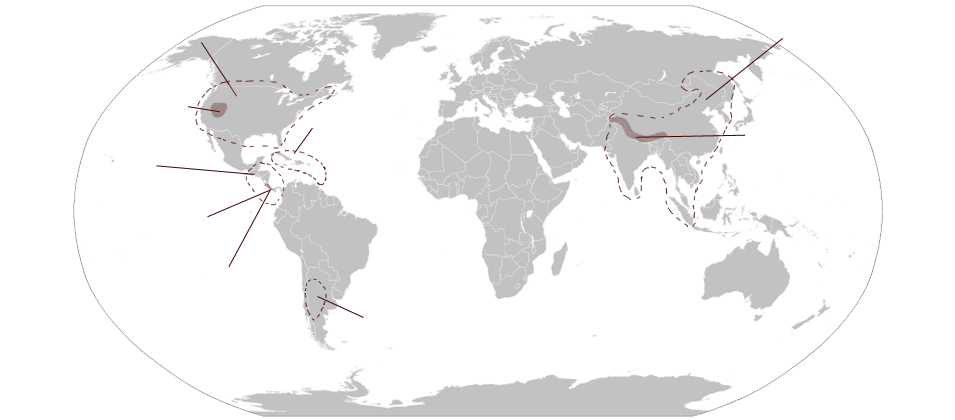 world map with research localities