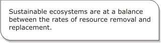 Sustainable ecosystems are at a balance between the rates of resource removal and replacement