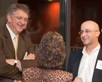 Dean Garth Saloner (left) with GSB lecturer Robert Siegel (MBA ’94)