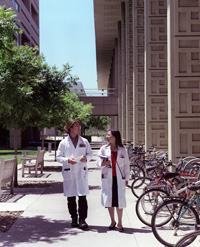 MD students in lab coats