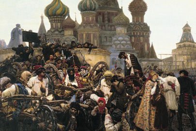 Painting of scene from 17th-century Russia