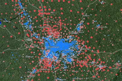 Map of Pittsburgh, PA, area showing voting trends in 2008 presidential election/Screenshot: ArcGIS Stanford Map