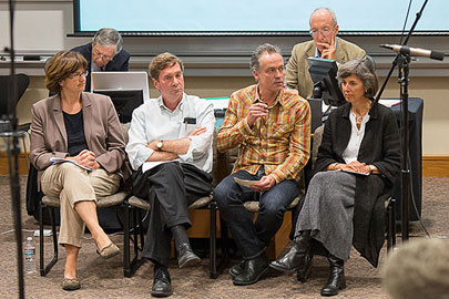 Professors Kam Moler, Brad Osgood, Gavin Jones and Rosemary Knight/Photo: L.A. Cicero