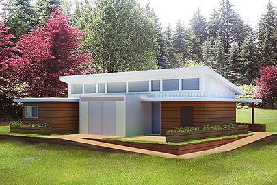 Computer-generated rendering of the Solar Decathlon?s team planned solar home. /Rendering: Derek Ouyang