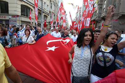 Protestors at Taksim Square / AP Photo/Thanassis Stavrakis