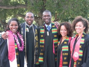 Valerie Bellande, second from the right, with fellow '09 graduates of the Program in African and African-American Studies 