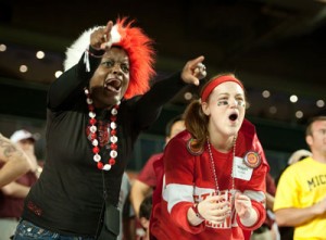 Fans cheer on the Cardinal during yesterday's game