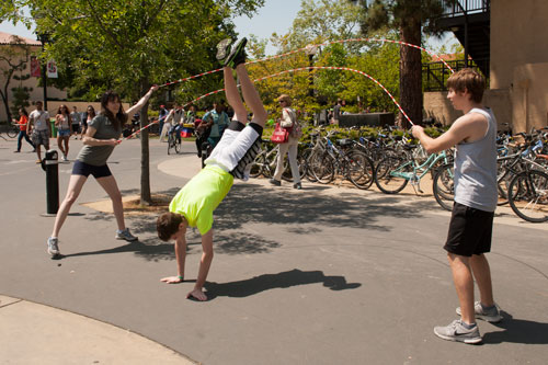 Photo of students jump roping near