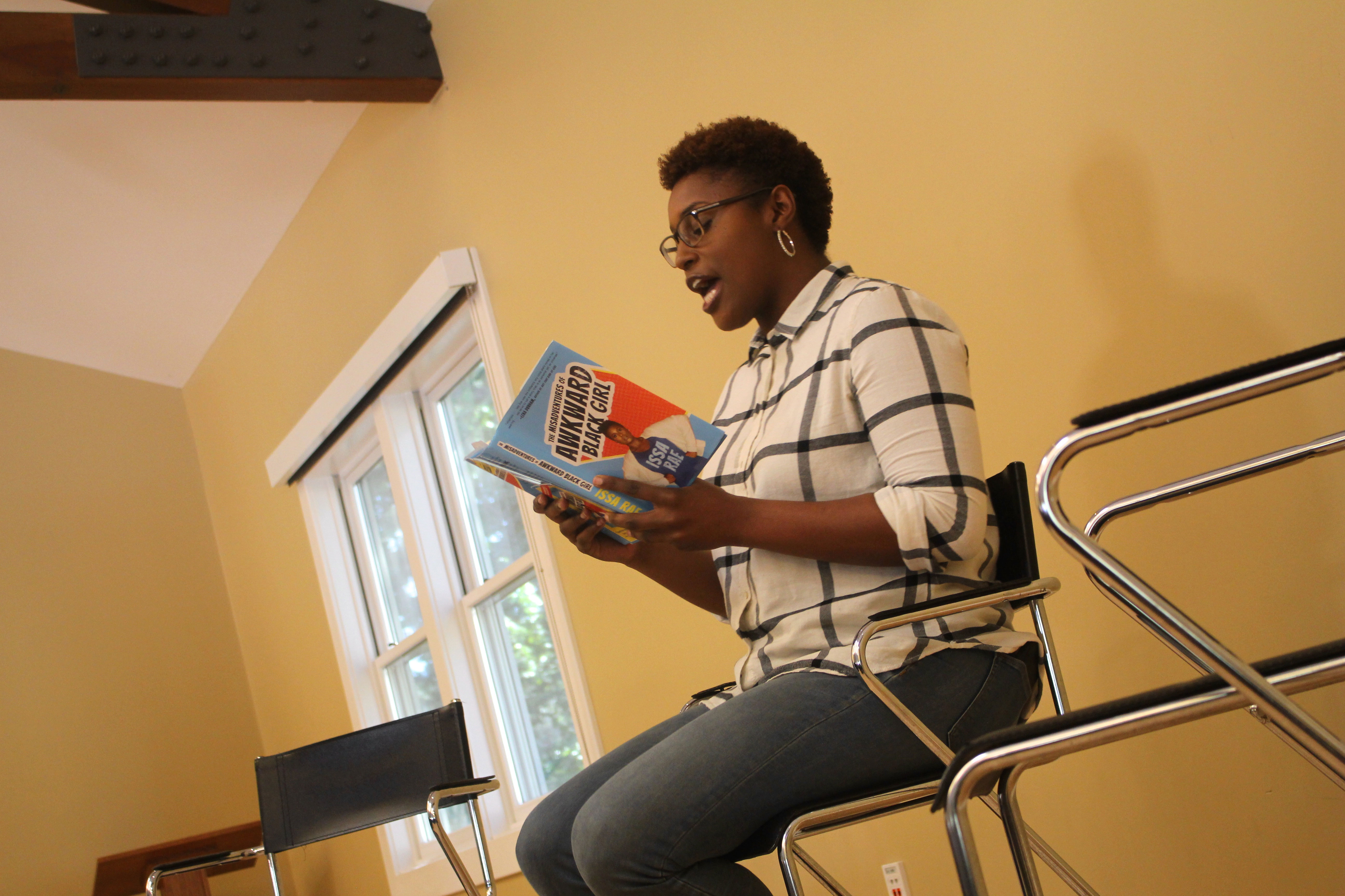 Issa Rae reading her book, "Misadventures of Awkward Black Girl"