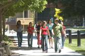 students walking