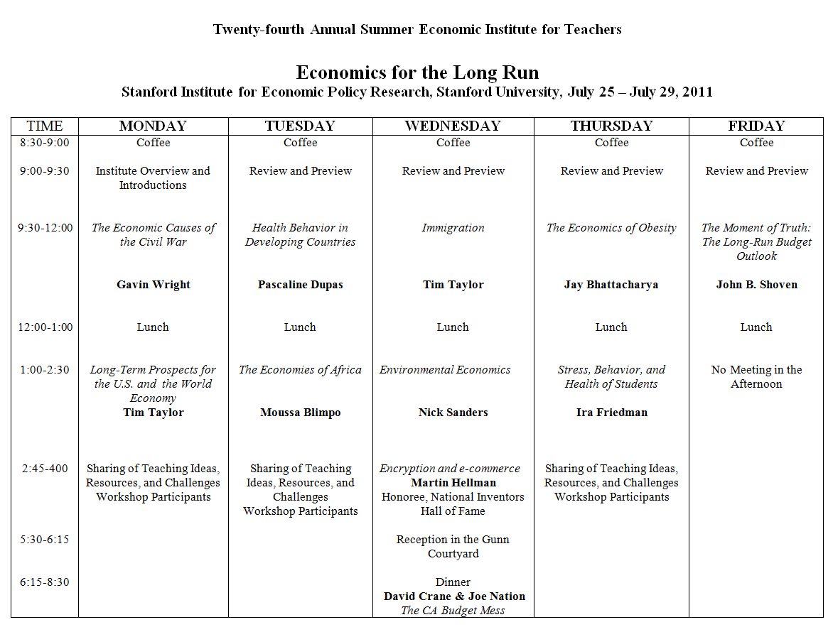 Summer Institute agenda image