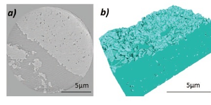 A single reconstructed slice and a volume rendering of the tomography sequence.